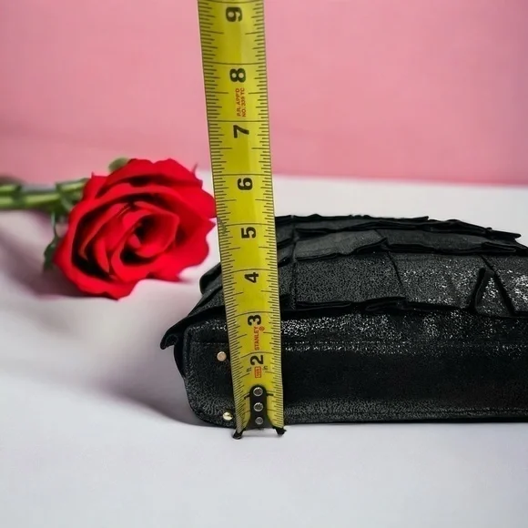 Kate Spade New York Metallic Priti Plisse Shoulder Bag MSRP $445 Black/Gold - Picture 11 of 16